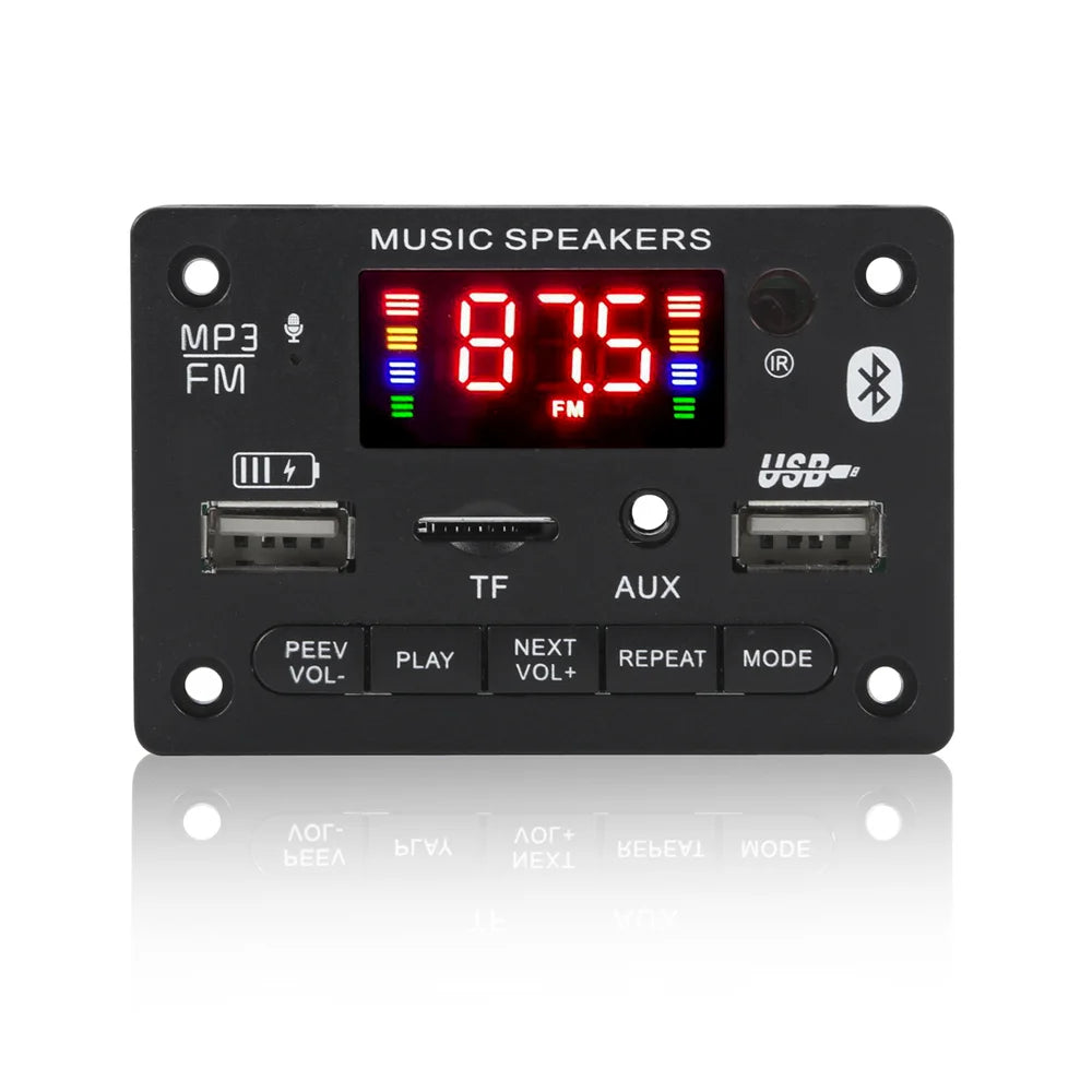 12V MP3 Decoder Board Module Bluetooth 5.0 Car USB MP3 Player TF Card Slot USB FM with Microphone Handsfree