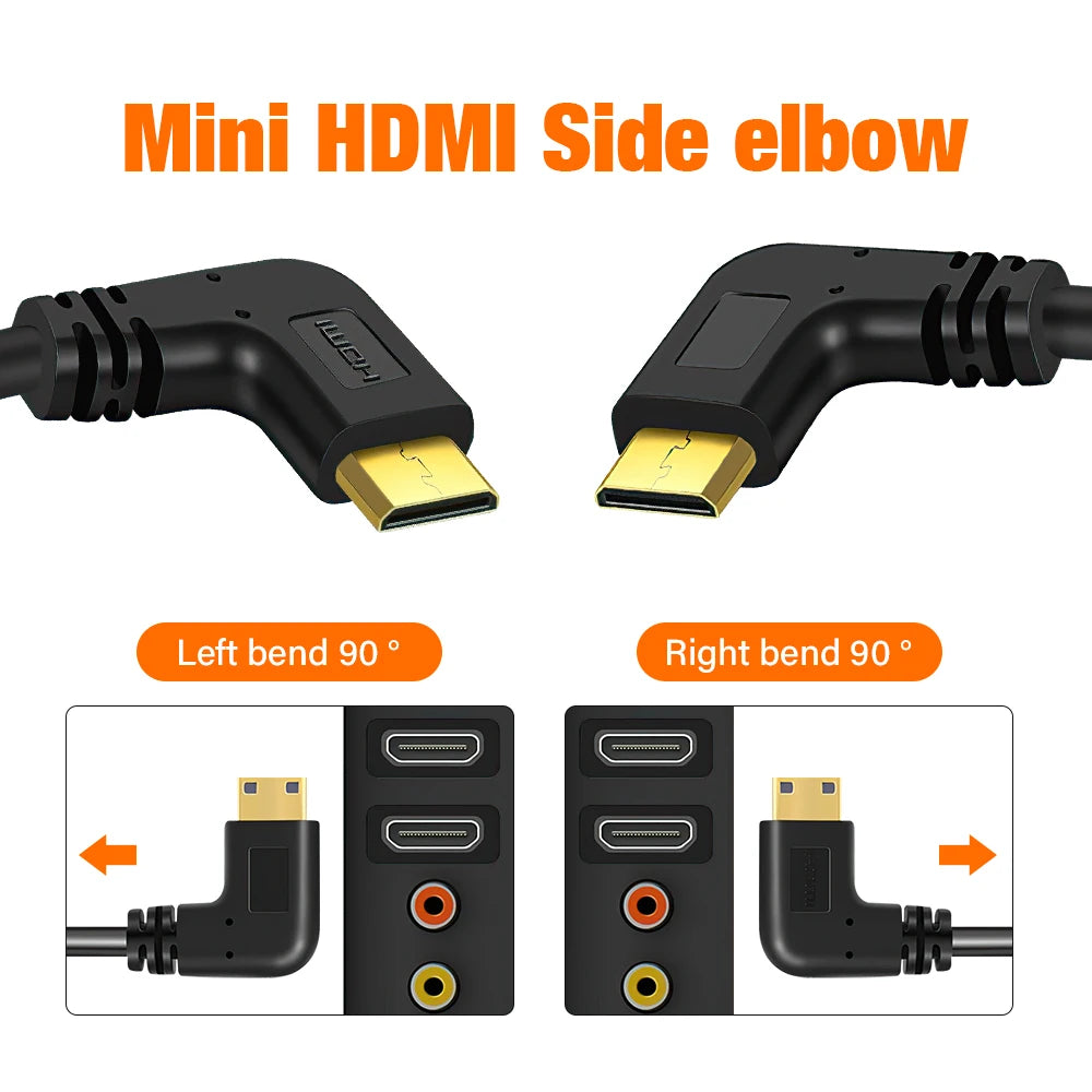 Mini HDMI To Female HDMI Extension Cable 90 Degree Elbow Adapter For TV Box/Stick Camera PS4 PS5 Xbox 4K 2K Converter Short Wire