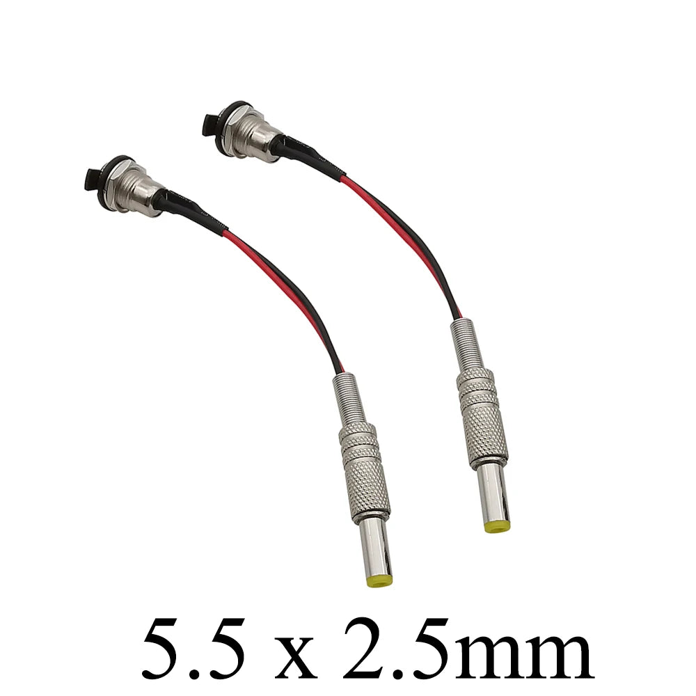 2/5Pcs 5.5mmx2.1mm 5.5mmx2.5mm DC Power Male Plug&Female Socket Panel Mount Connector Adapter With 20AWG Cable Wires 10/15/20cm