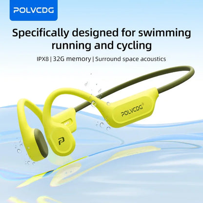 POLVCDG X9 Bone Conduction Earphones IPX8 Waterproof Open Swimming Earphones 32G Ear Hanging Earphones Tennis Running Cycling