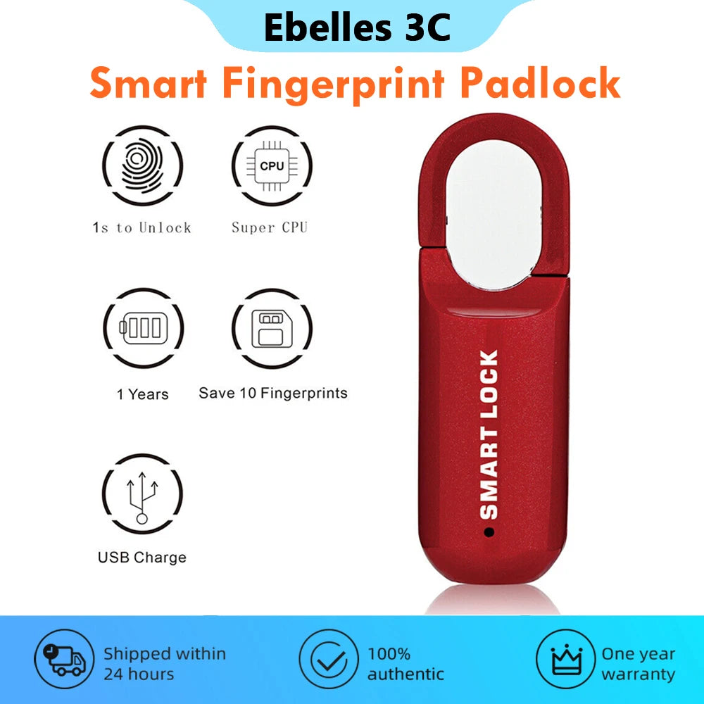 Smart Home Biometric Electronic Lock Fingerprint Locks Padlock Keyless USB Rechargeable Anti-theft Handbag Security Protection
