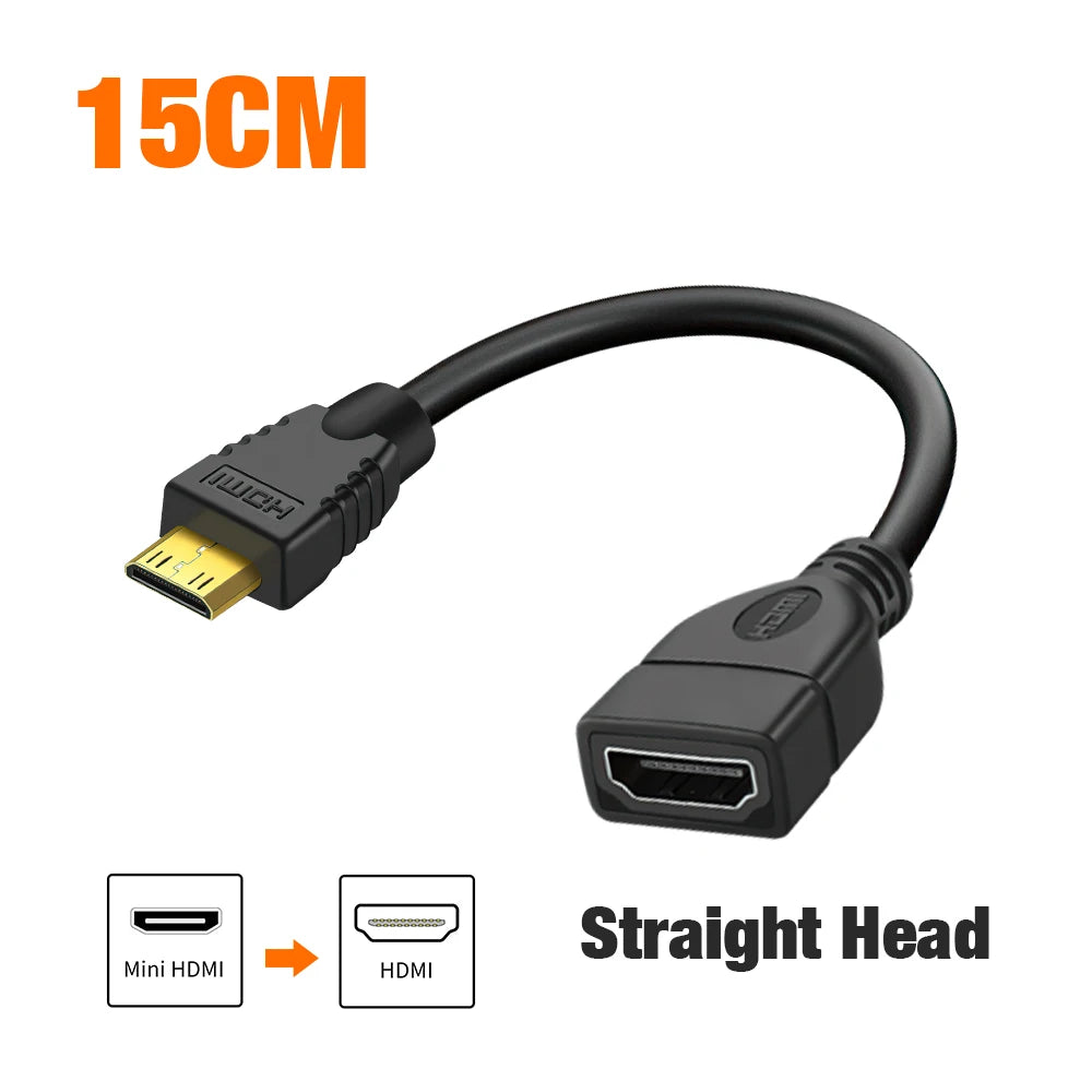Mini HDMI To Female HDMI Extension Cable 90 Degree Elbow Adapter For TV Box/Stick Camera PS4 PS5 Xbox 4K 2K Converter Short Wire