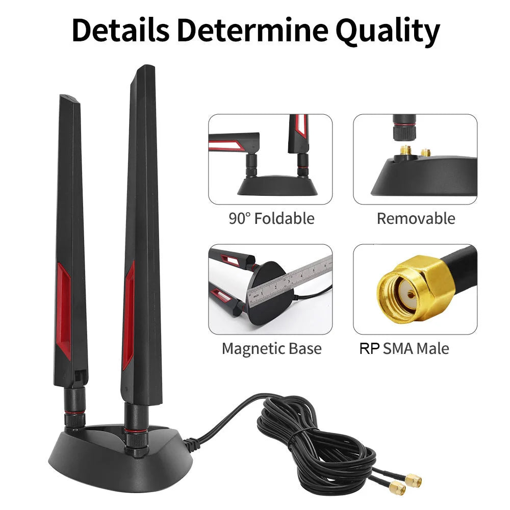 High Gain 2.4G 5.8G 5G Dual Frequency Extension Cable External Antenna  Magnetic Suction Base For ASUS Wifi Router Wireless Card