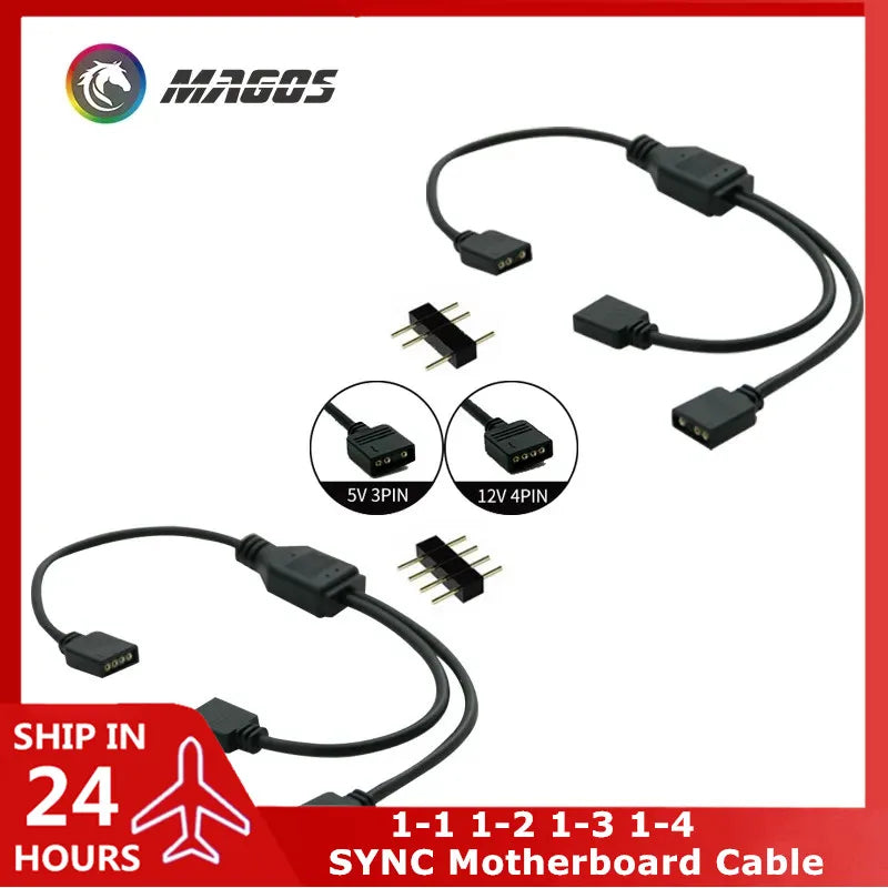 SYNC Motherboard Cable RGB Splitter 12V 4Pin 5V 3Pin Header Addressable RGB Hub Transfer Extension Cable For ASUS GIGABYTE MSI