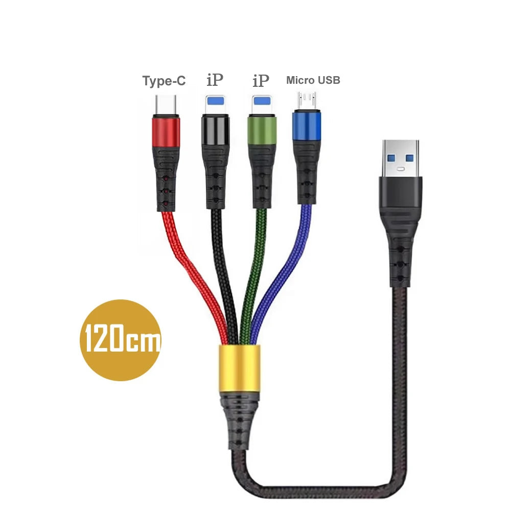 4 in 1 USB Type C Cable for iPhone 14 Pro Max 3 in 1 USB Charging Cable 2 in 1 Micro Cable for Samsung Xiaomi Huawei & More