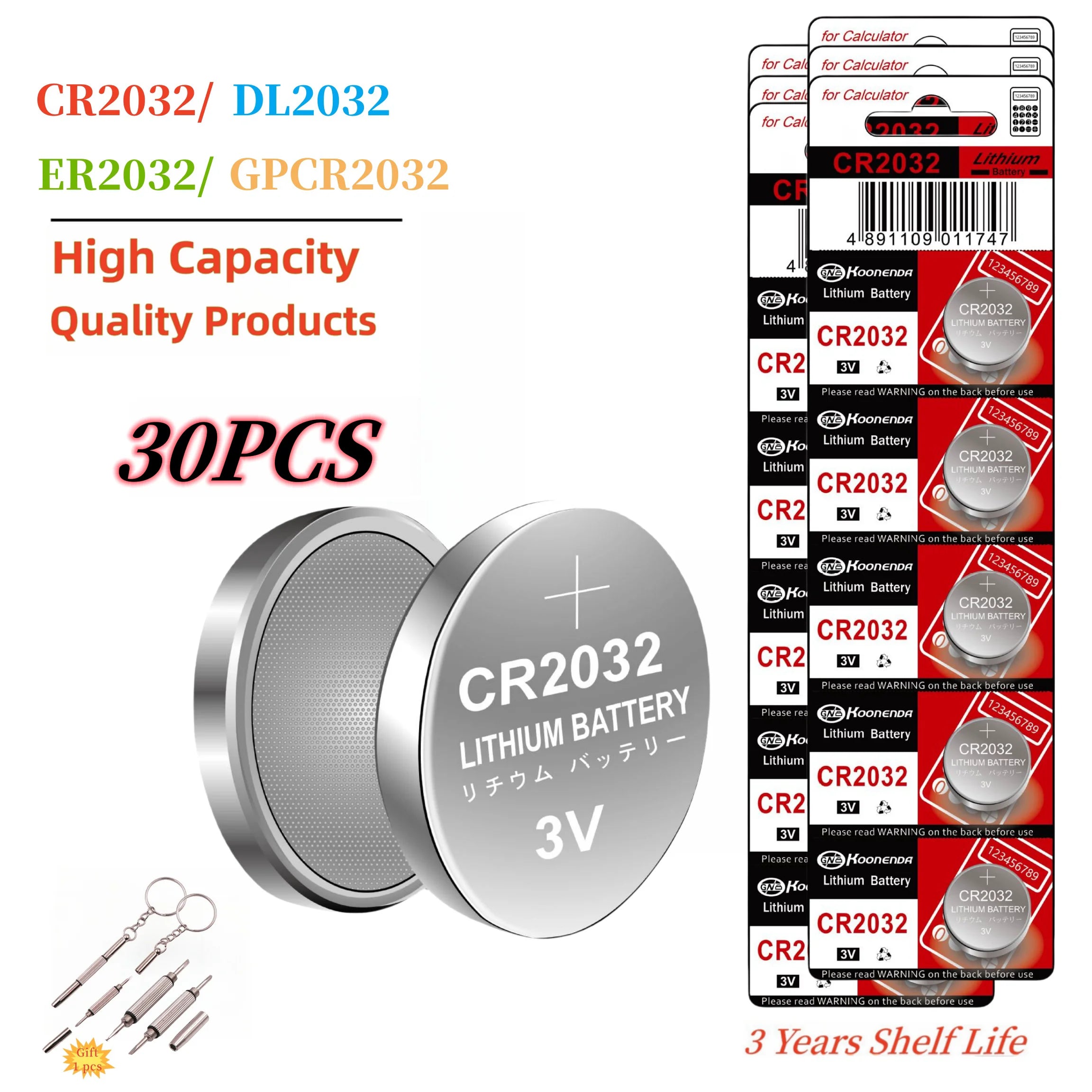 CR2032 Lithium Button Coin Cell 2032 Battery Compatible with AirTag Key FOBs calculators Coin counters Watches 2-40pcs etc