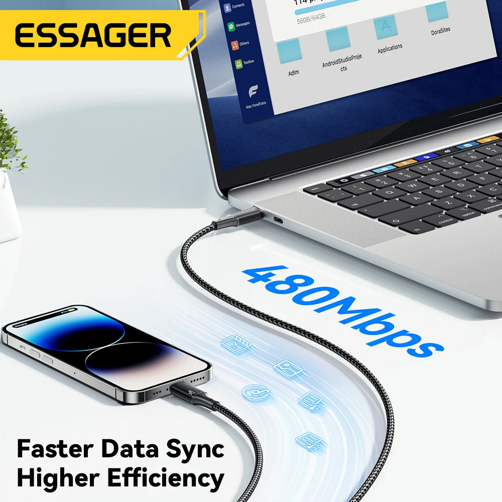 Essager USB C Cable For iPhone 14 13 12 11 Pro Max Xs 8 Plus iPad Macbook Wire 29W PD Fast Charging Type C To Lighting Data Cord