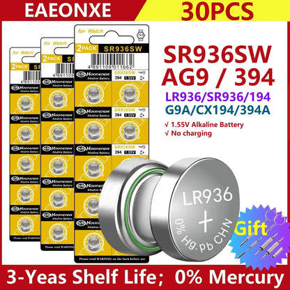 2PCS-50PCS 1.55V AG9 LR936 394 SR936SW CX194 LR45 Button Batteries G9A 194 394A SR936 L936F Cell Coin Watch Toys Remote Battery