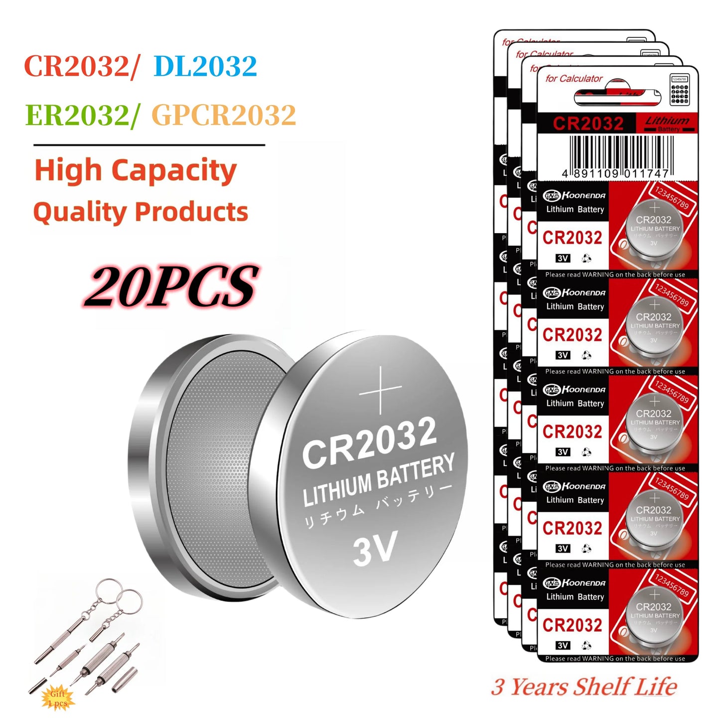 CR2032 Lithium Button Coin Cell 2032 Battery Compatible with AirTag Key FOBs calculators Coin counters Watches 2-40pcs etc