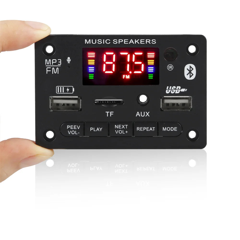 12V MP3 Decoder Board Module Bluetooth 5.0 Car USB MP3 Player TF Card Slot USB FM with Microphone Handsfree