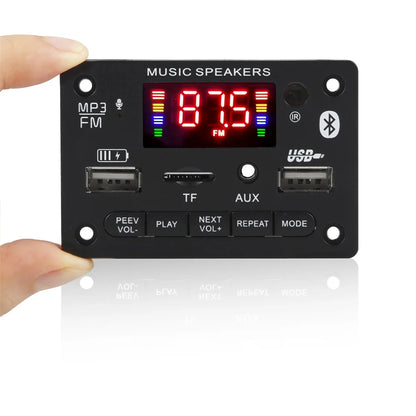 12V MP3 Decoder Board Module Bluetooth 5.0 Car USB MP3 Player TF Card Slot USB FM with Microphone Handsfree