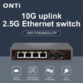 ONTi 2.5GbE Switch 2.5GBASE-T 4 Port 2.5G RJ45 with 2 Port 10G SFP+ Fanless Plug and Play Network Switch Desktop Wall Mounted