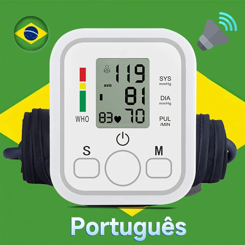 Portable Tonometer Digital Tensiometer Heart Rate Monitor Arm Blood Pressure Monitor BP Equipment Automatic Professional Medical
