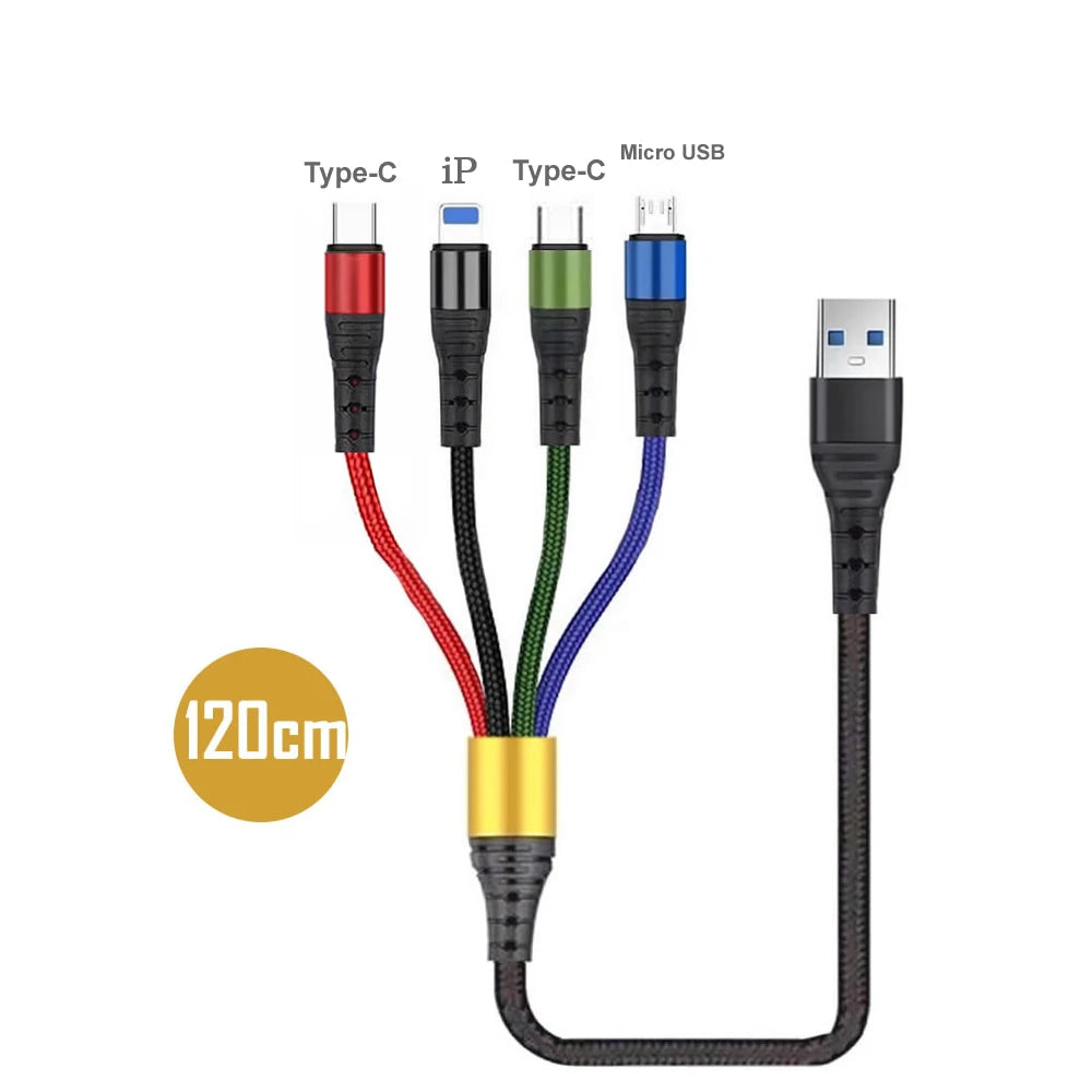 4 in 1 USB Type C Cable for iPhone 14 Pro Max 3 in 1 USB Charging Cable 2 in 1 Micro Cable for Samsung Xiaomi Huawei & More