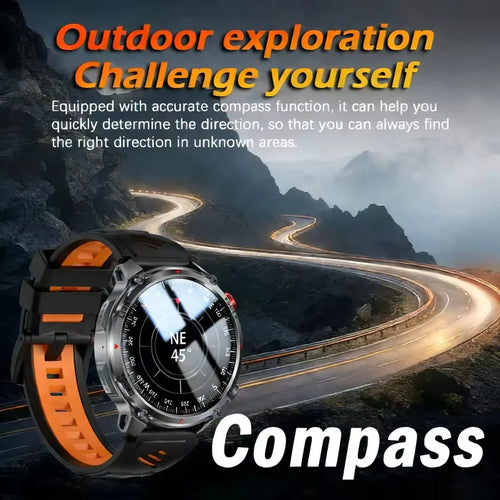2026 New Military Outdoor Smart Watch Men GPS Compass Altimeter 5ATM Waterproof 1100mAh Battery Bluetooth Call Tactical Sports