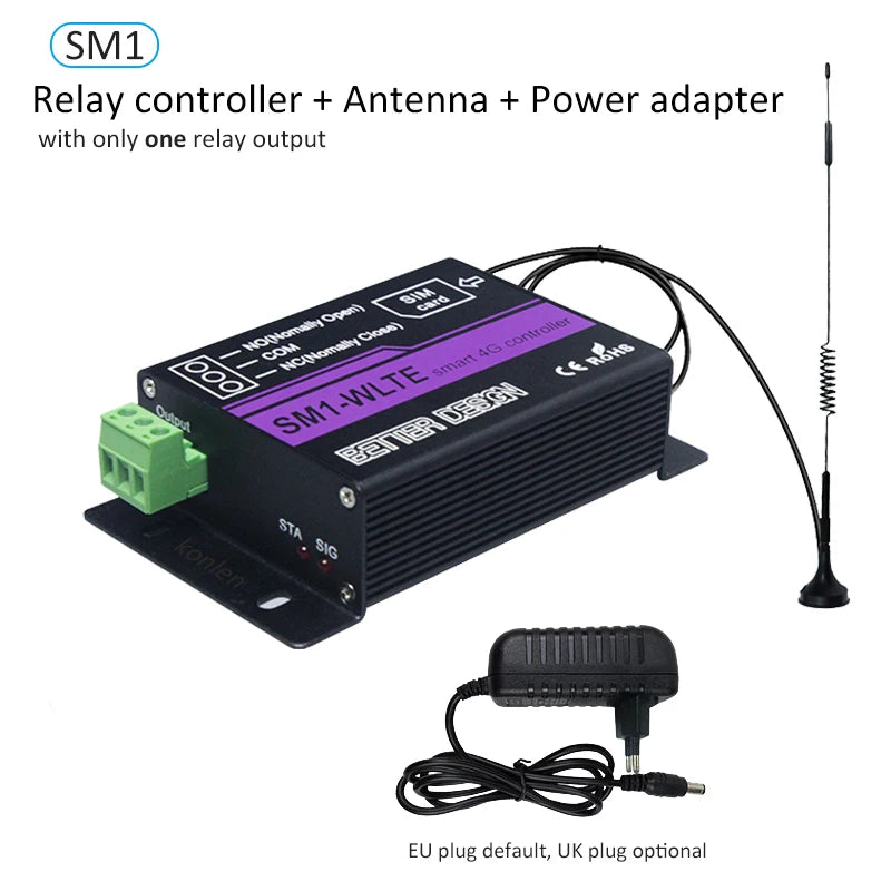 4G LTE SM4 GSM Relay Controller SMS Temperature Humidity Sensor Remote Control Smart Switch Automation for Gate Home Appliance