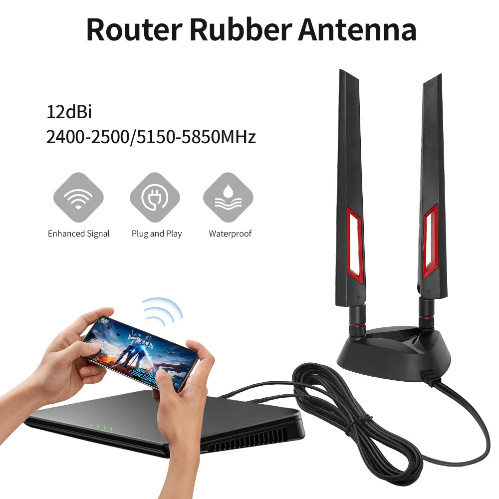 High Gain 2.4G 5.8G 5G Dual Frequency Extension Cable External Antenna  Magnetic Suction Base For ASUS Wifi Router Wireless Card