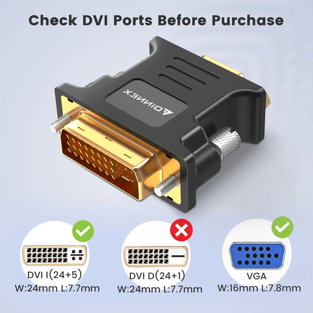 DVI-I to VGA, FOINNEX DVI to VGA Adapter Compatible for Old VGA Monitor, TV and New Graphics Card