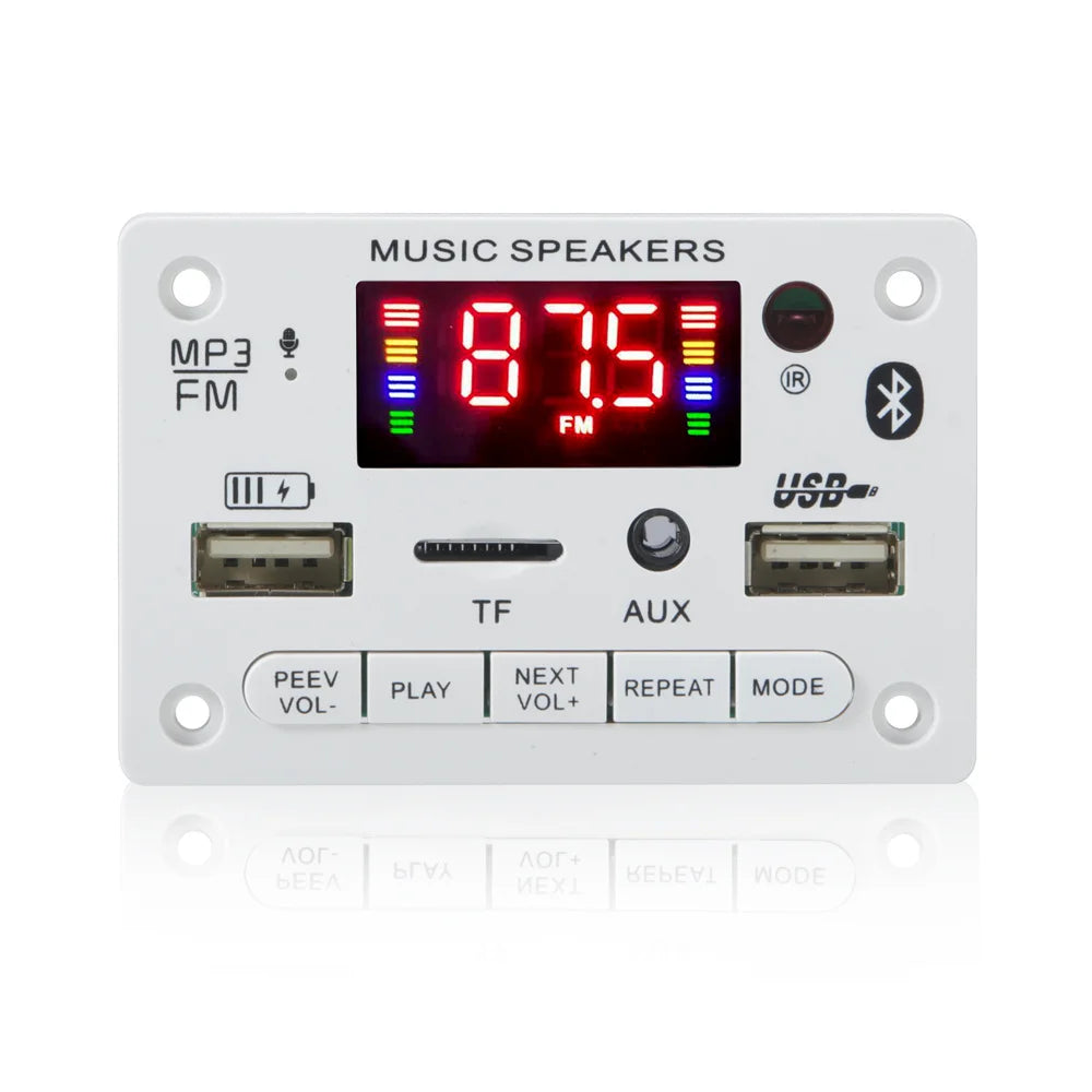 12V MP3 Decoder Board Module Bluetooth 5.0 Car USB MP3 Player TF Card Slot USB FM with Microphone Handsfree