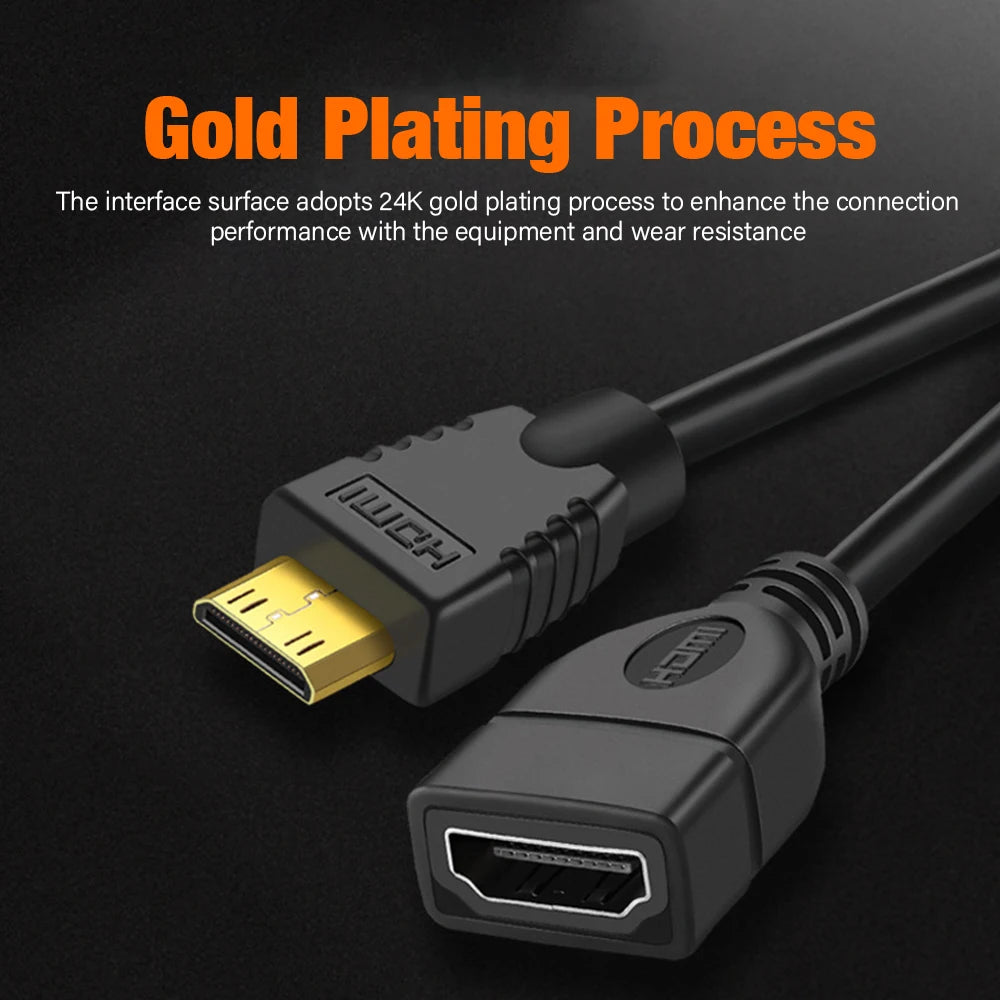 Mini HDMI To Female HDMI Extension Cable 90 Degree Elbow Adapter For TV Box/Stick Camera PS4 PS5 Xbox 4K 2K Converter Short Wire
