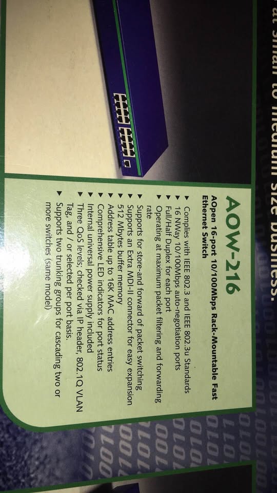 AOpen AOW-216U 16-Port 10/100 Fast Ethernet Switch Brand New in box